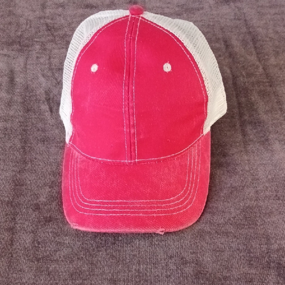 Red & White Mesh Trucker Hat